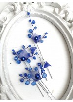 Дизайнерски фуркети за абитуриентска прическа с кристали Сваровски в синьо A little piece of Heaven by Rosie